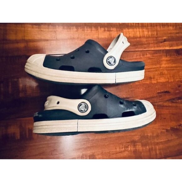 Crocs Kids Navy & White Classic Breathable Clogs w/ Adjustable Heel Straps Sz 13 - Picture 3 of 5